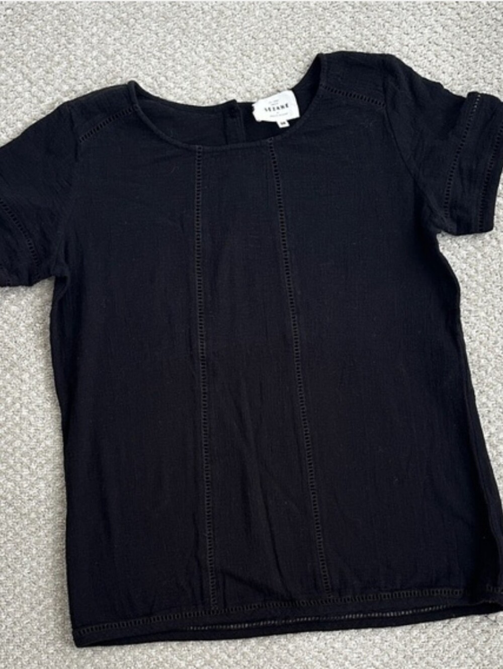 Sezane Size 42 Black Short Sleeve Large
